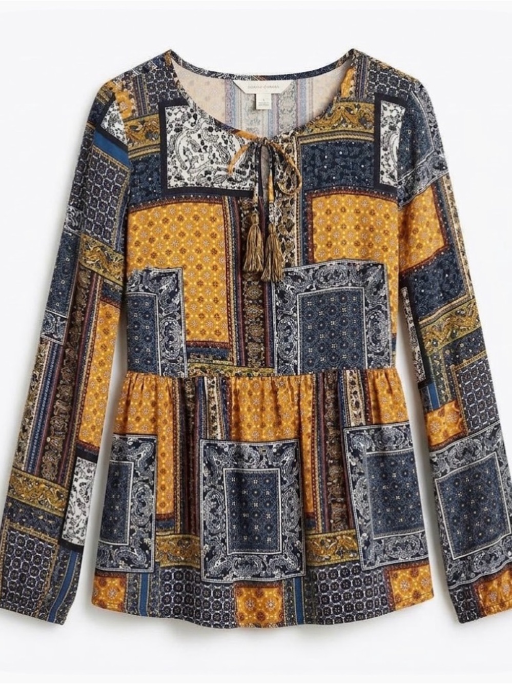 MONROE and MAIN Patchwork Print Top, Women’s M, Multicolor